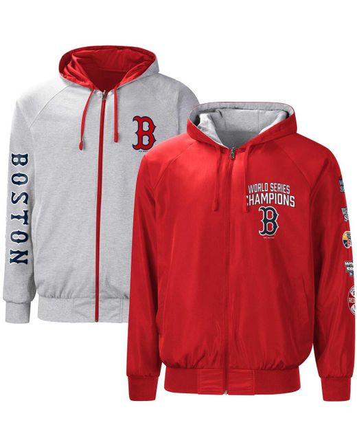 G-iii Sports By Carl Banks Gray Boston Sox Southpaw Reversible Raglan Hoodie Full-Zip Jacket