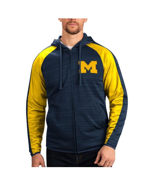 G-iii Sports By Carl Banks Michigan Wolverines Neutral Zone Raglan Full-Zip Track Jacket Hoodie