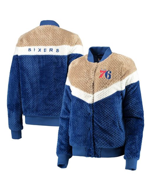G-iii 4her By Carl Banks Cream Philadelphia 76ers Riot Squad Sherpa Full-Snap Jacket