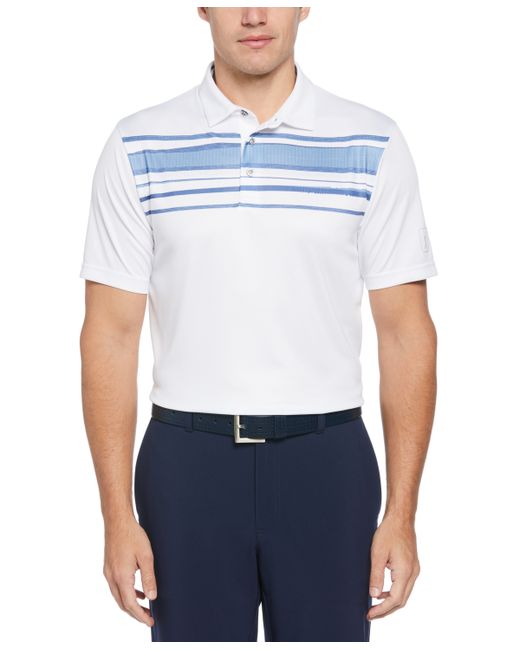 PGA Tour Athletic Fit Terrain Chest Print Short Sleeve Golf Polo Shirt