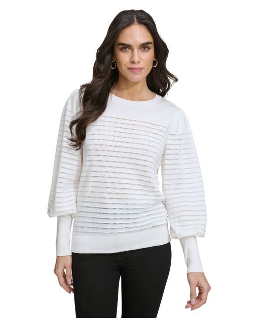 Calvin Klein Blouson-Sleeve Striped Sweater