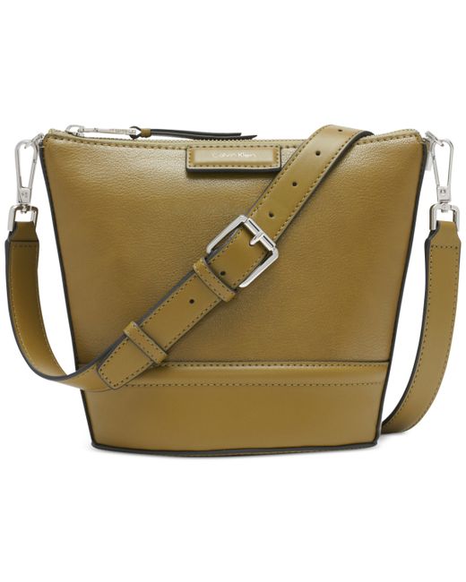 Calvin Klein Ash Top Zipper Leather Adjustable Crossbody Bag