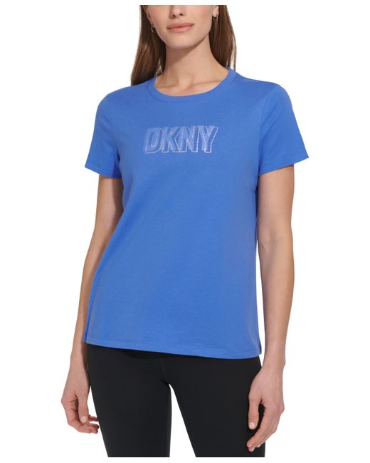 Dkny Sport Cotton Embellished-Logo T-Shirt