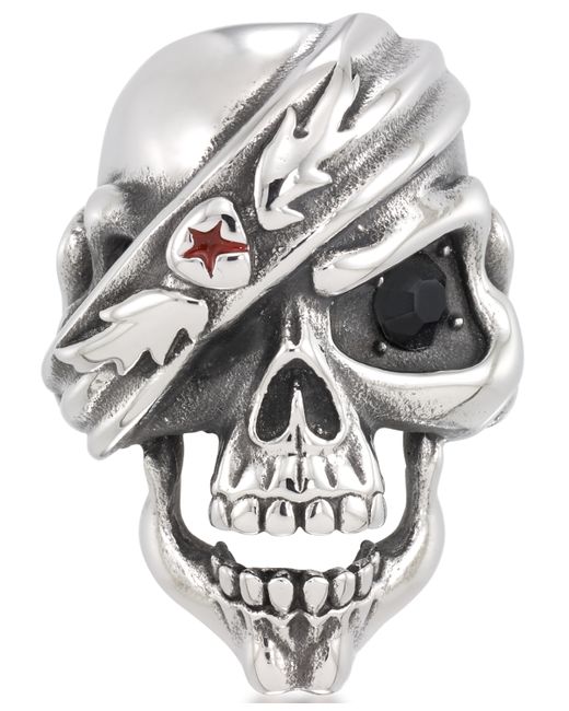 Andrew Charles By Andy Hilfiger Black Cubic Zirconia Red Enamel Pirate Skull Ring