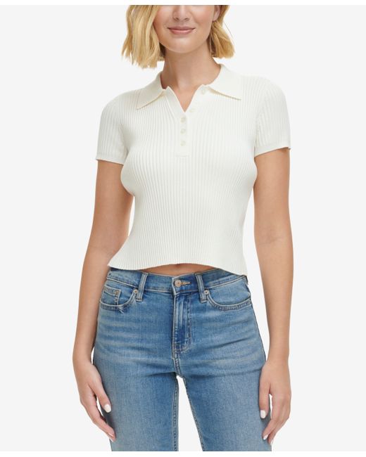 Calvin Klein Jeans Ribbed Quarter-Button Polo Shirt