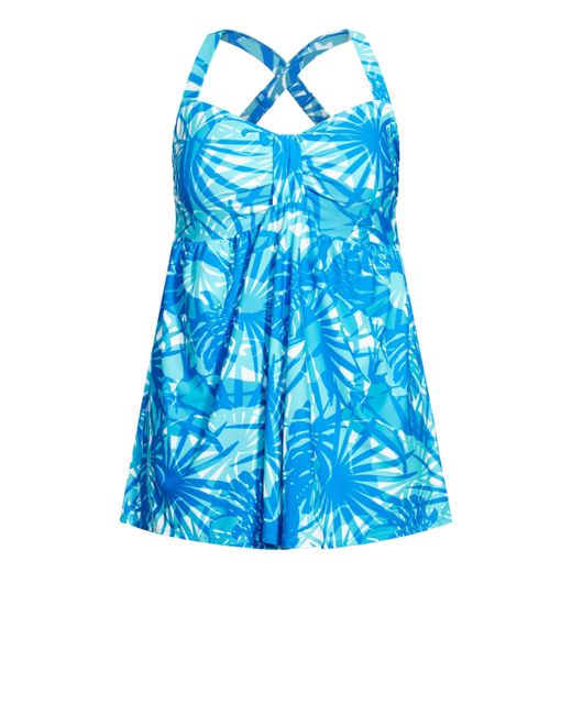 Avenue Plus Flared Print Swim Dress