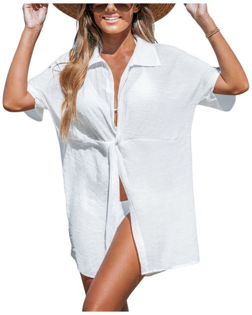 Cupshe Plunging Collared Neck Twist Cover-Up Beach Dress