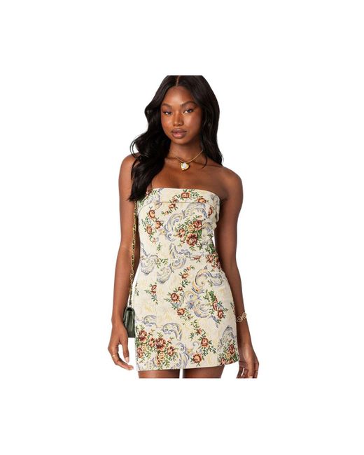 Edikted Floral Tapestry Lace Up Mini Dress