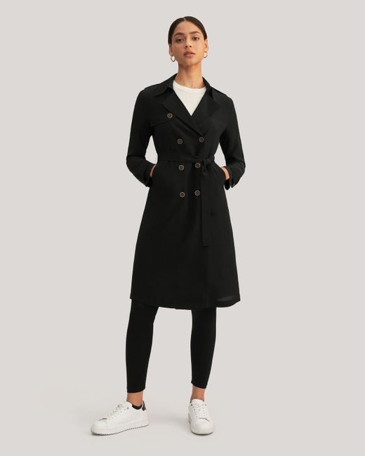 LilySilk Classic Double-Breasted Silk Trench Coat