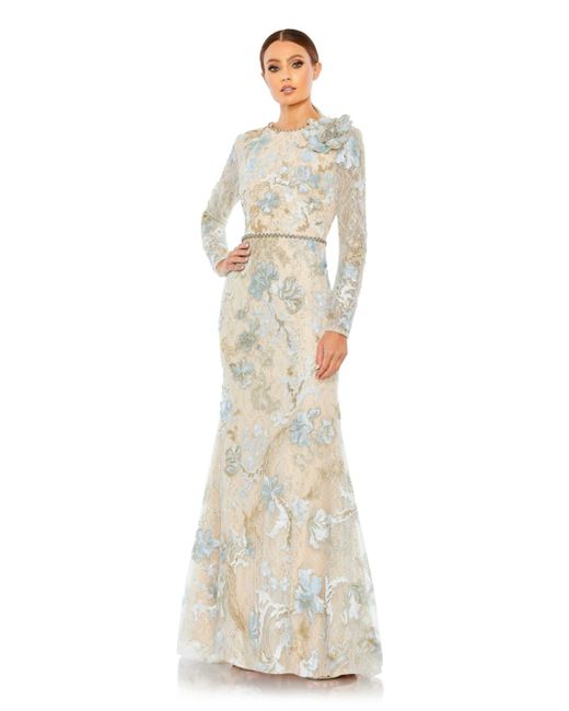 Mac Duggal Floral Embroidered Lace Trumpet Gown
