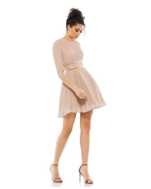 Mac Duggal Ieena Shimmer Infused Pleated Mini Dress
