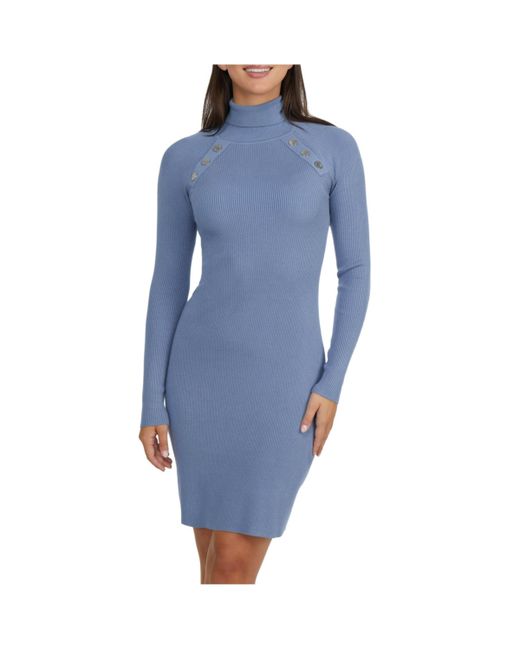 Ellen Tracy Rib Sweater Dress with a Snap Detail