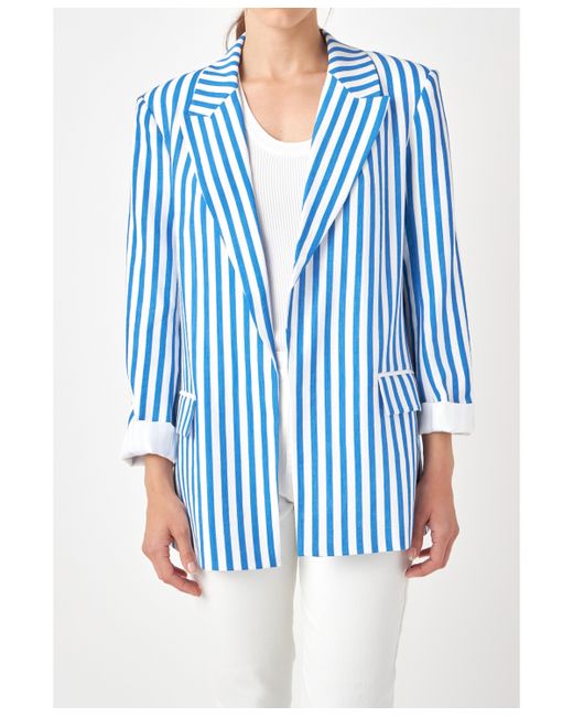 English Factory Striped Pocketed Blazer