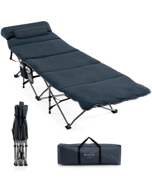 Costway Folding Retractable Travel Camping Cot w/Removable Mattress Carry Bag