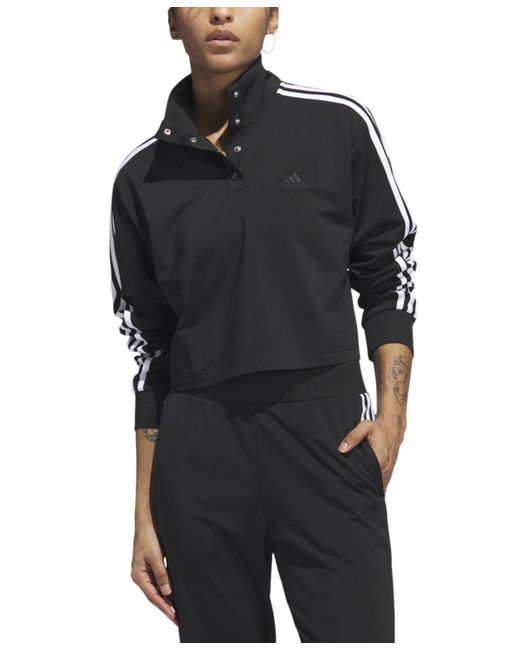 Adidas Quarter-Snap-Up Tricot Pullover Top