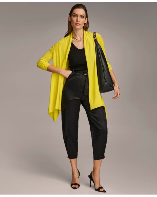 Donna Karan Long-Sleeve Drape-Front Cardigan