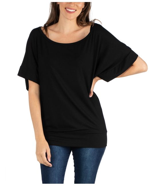 24seven Comfort Apparel Loose Fit Dolman Top with Wide Sleeves