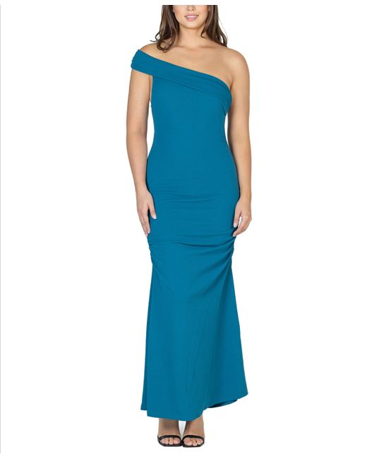 24seven Comfort Apparel Party One Shoulder Rouched Maxi Dress