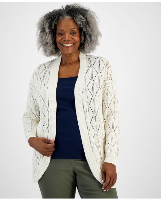 Style & Co Plus Open-Front Pointelle Cardigan Created for