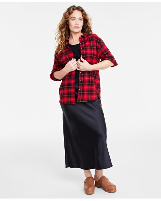On 34th Cotton Flannel Plaid Tunic Shirt Created for Macy