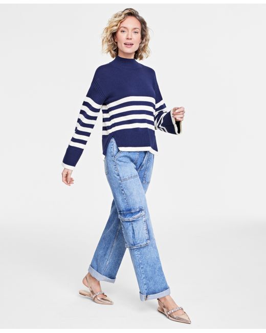 On 34th Mock Neck Sailor-Stripe Sweater Created for