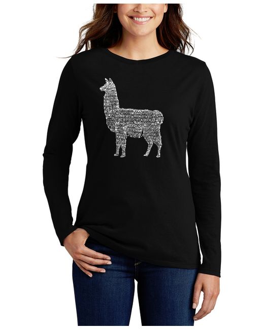 La Pop Art Llama Mama Word Art Long Sleeve T-shirt