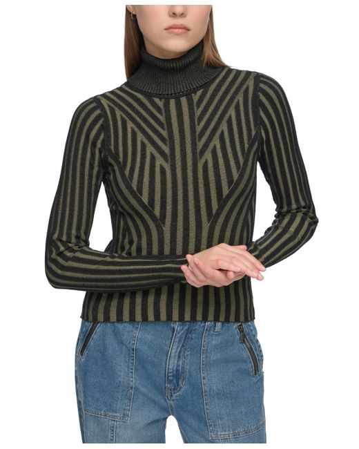 Dkny Printed Turtleneck Long-Sleeve Sweater