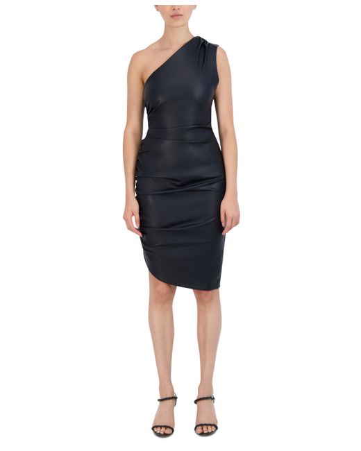 Bcbg New York Faux-Leather One-Shoulder Dress