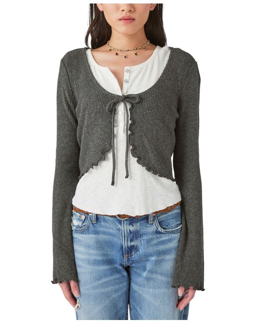 Lucky Brand Cloud Ribbed Tie-Front Cardigan