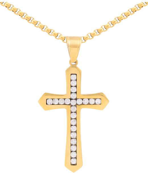 Legacy For Men By Simone I. Legacy for by Simone I. Smith Cubic Zirconia Cross 24 Pendant Necklace Ion-Plated Stainless Steel
