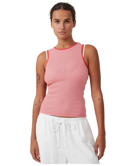 Cotton On The One Rib Racer Tank Top Fiery Red