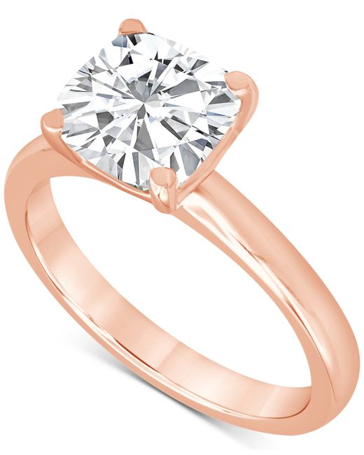 Badgley Mischka Certified Lab Grown Cushion-Cut Diamond Solitaire Engagement Ring 3 ct. t.w. 14k Gold