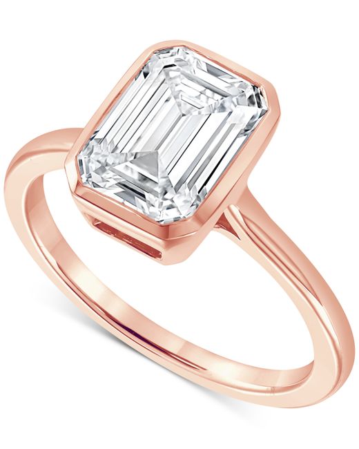 Badgley Mischka Certified Lab Grown Diamond Emerald-Cut Bezel Solitaire Engagement Ring 3 ct. t.w. 14k Gold