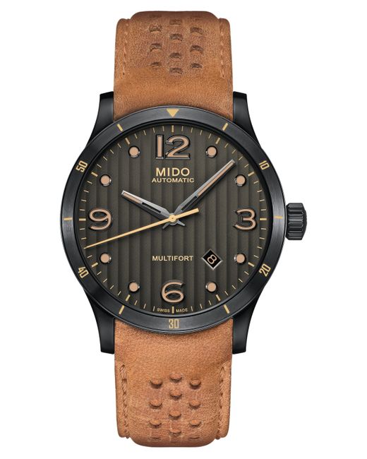 Mido Swiss Automatic Multifort Leather Strap Watch 42mm