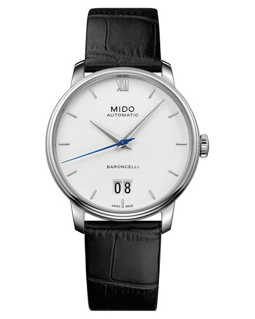 Mido Swiss Automatic Baroncelli Iii Leather Strap Watch 40mm