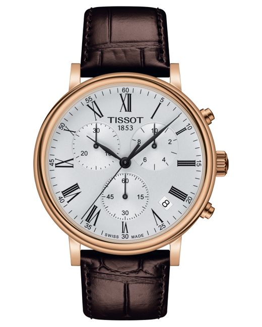 Tissot Carson Premium Chronograph Brown Leather Strap Watch 41mm