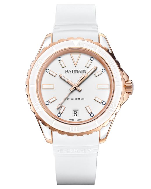 Balmain Swiss Ophrys White Rubber Strap Watch 39mm white