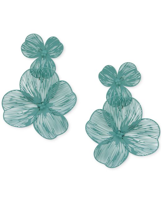 Lonna & Lilly Gold-Tone Openwork Flower Double Drop Earrings
