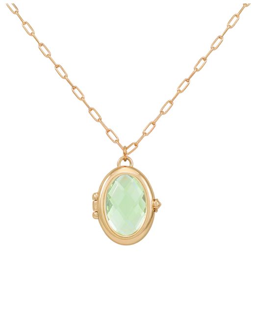 Guess Tone Removable Stone Oval Locket Pendant Necklace 18 3 extender PERIDOT