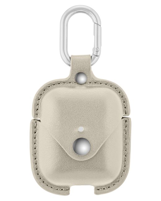 Withit Leather Apple AirPods Case with Silver-Tone Snap Closure and Carabiner Clip