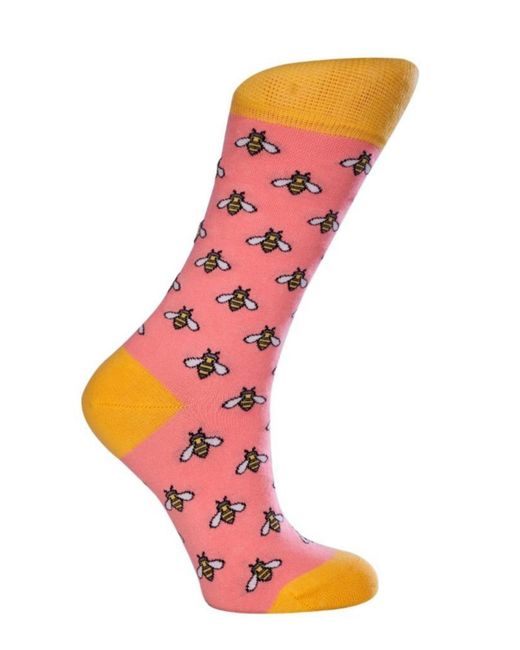 Love Sock Company Bee W-Cotton Novelty Crew Socks with Seamless Toe Design Pack of 1