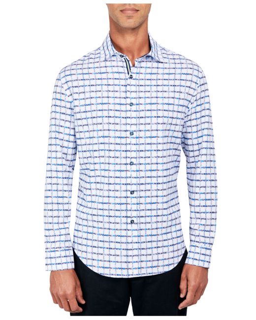 Society Of Threads Regular-Fit Non-Iron Performance Stretch Floral Grid-Print Button-Down Shirt