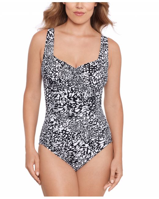 Swim Solutions Printed Ruched-Front One Piece Swimsuit Created for