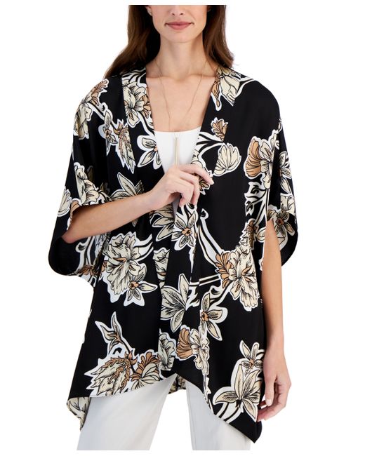 Jm Collection Floral-Print Open-Front Kimono Jacket Created for Macy