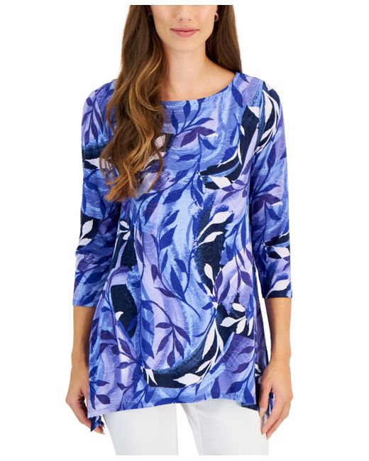 Jm Collection Printed Jacquard Swing Top Created for Macy