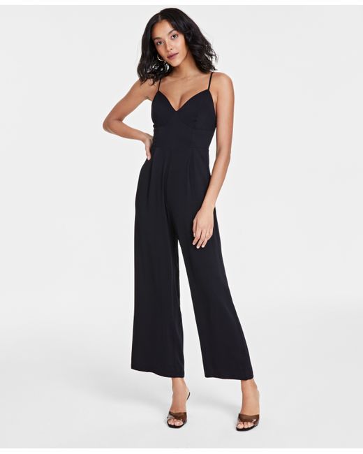 Bar III Petite Smocked-Back Wide-Leg Jumpsuit Created for
