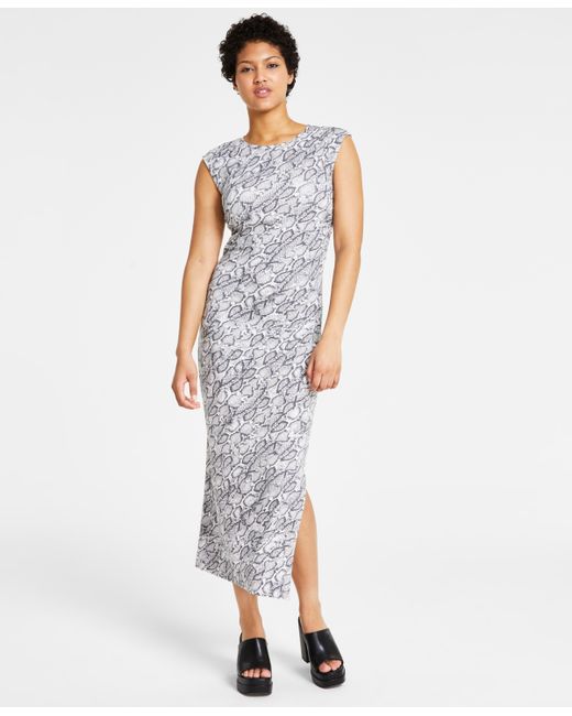 Bar III Petite Printed Side-Ruched Midi Dress Created for