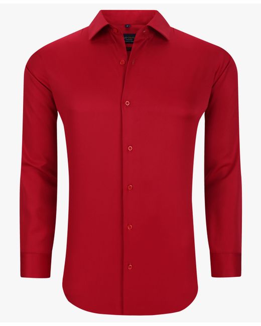 Suslo Couture Solid Slim Fit Wrinkle Free Stretch Long Sleeve Button Down Shirt