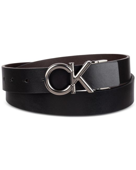 Calvin Klein Monogram Buckle Reversible Belt Brown