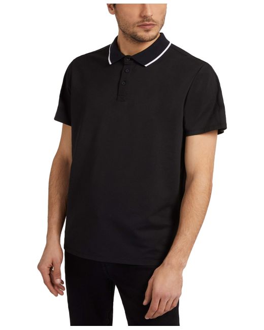 Guess Logo Taped Tipped Collar Polo Shirt